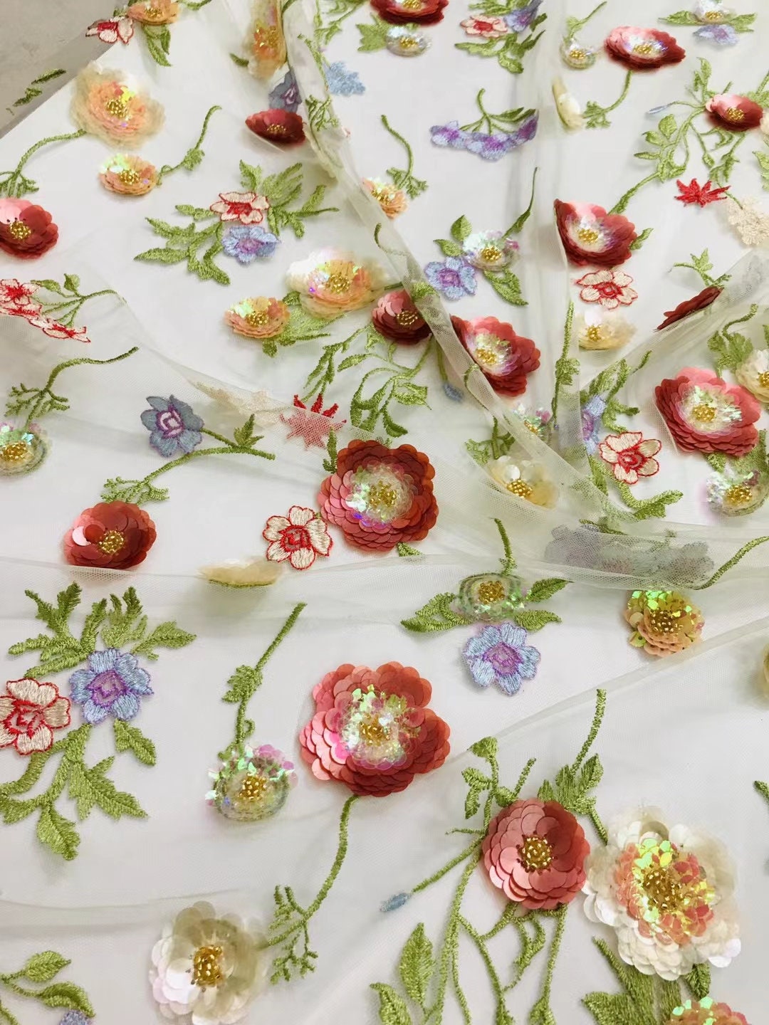 1 Yard 3D Floral Sequin Fabric3d Flower Dress - Etsy