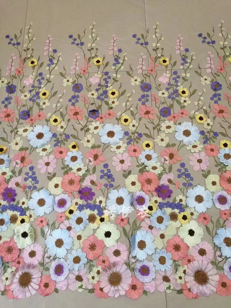 Designer 3D Tulle Flower Lace Fabric For Designer Dresses