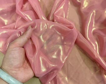 Liquid Water Light Pearlized Chiffon Fabric,Soft Graceful Well Drop Gauze,Pink Gold Bright Sparkle Summer Dress,Bridal Girl Dress Robe