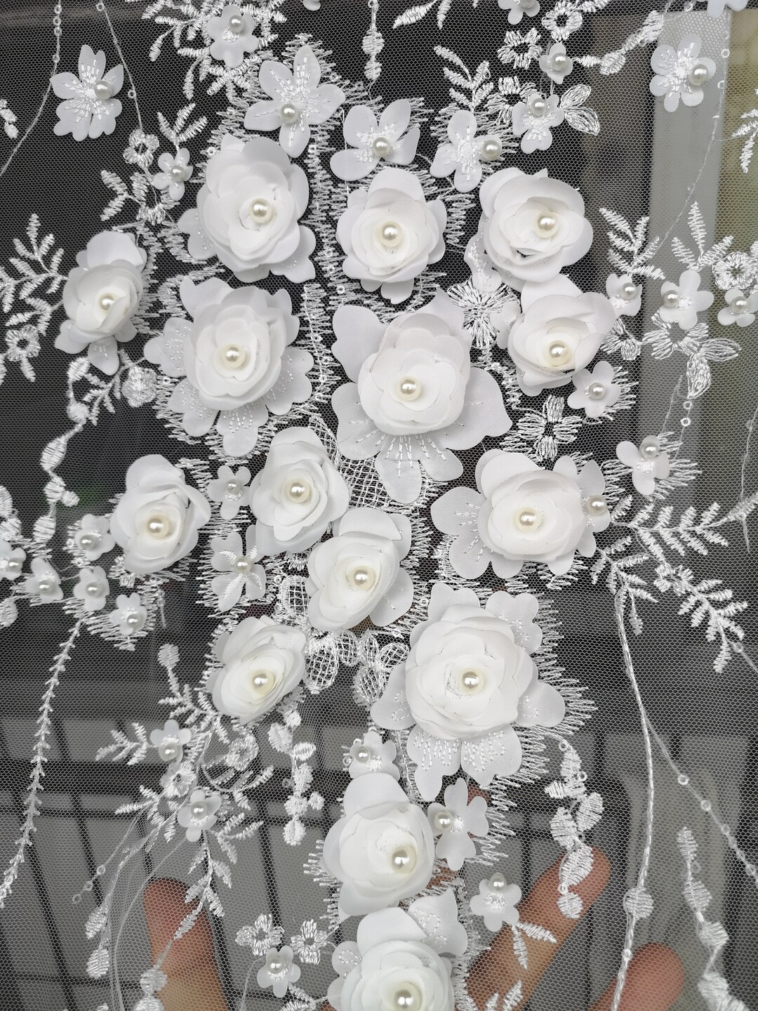 Bridal Lace Fabric - 5 Yards - Embroidered Beaded Wedding Lace Fabric | STL TDD460,Beaded Fabrics
