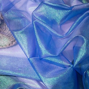 1 Yard Iridescent Sparkle Organza Fabric,Stiff Holographic Shiny Gauze.Wedding Bridal Dress Veil Fabric,Party Decor,DIY Supplies,20Colors