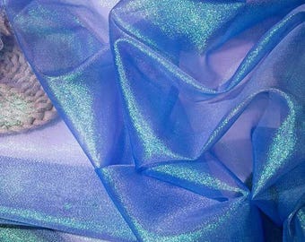 1 Yard Iridescent Sparkle Organza Fabric,Stiff Holographic Shiny Gauze.Wedding Bridal Dress Veil Fabric,Party Decor,DIY Supplies,20Colors