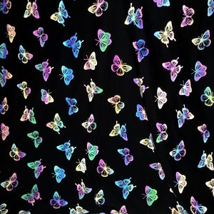 1 Yard 4Way Stretch Reflective Fabric,Butterfly Iridescent Rainbow Fabric,Soft Nylon Knit Fabric,Designer Fabric,Holographic Spandex Fabric