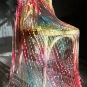 Gradient Rainbow Red Pleated Holographic Gauze Fabric,Ombre Designer Fabric,Decor,Wedding,Dolls,Events,Dress,Stiff shape&Texture fabric