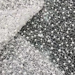 Heavy Bead Lace Fabric,2Style Beads Embroidery on Hollow Out Net,Soft Pearl Lace Fabric Bridal Dress,Wedding Dress,Prom Dress,,Fish Net Lace