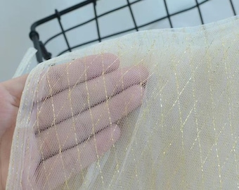 Diamond Shape with Mesh Fabric,Soft Geometry with Gold Silver Threads Tulle for Girl Bridal Dress,Lining,Curtain Home Decor,DIY Supplies