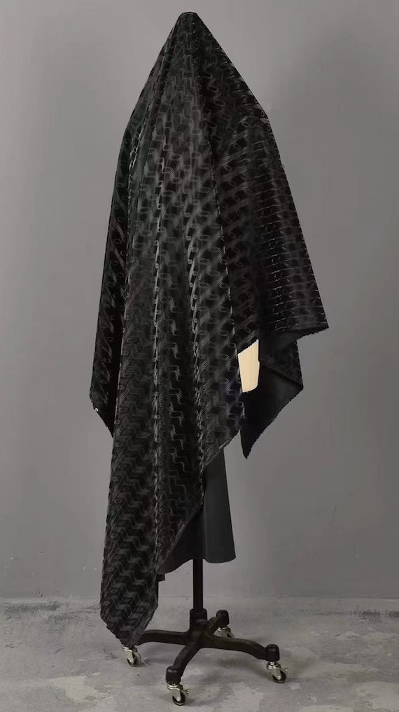 3D Waves Pattern Pu,2way Stretch Black,silver Grey Wave 3D Waves Pattern Pu,2way Stretch Black,silver Grey Wave