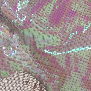1 yard Mermaid Sequin Fabric,Iridescent Pink/Silver Reversible Sequin Fabric,Satin Fabric no Stretch,2Tone Fip up Mermaid Sequin Fabric
