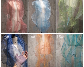 1 yarda de encaje de organza, bordes festoneados, ribete de ondas Fabala 3D, ribete de encaje con volantes para vestidos, ribete de encaje plisado para vestidos, eventos, ribete de encaje para velos