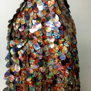 1Yard Oil Color Jumbo Sequin Fabric,Sequin Kimono,Festival Outfit,Party Dress,Disco Dress,Tear Drop sequin Fabric,Mermaid Sequin Fabric,