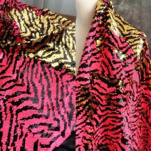 Pink Zebra Sequin Fabric,Reversible Flip Up Sequin Dress,Multicolor Sequin Lace,Prom Party Dress,Rainbow Mermaid Sequin Fabric,Haute Couture