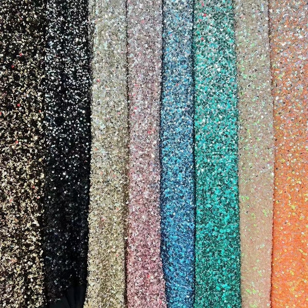 4Way Stretch Ombre Sequin Fabric,Shiny Gradient Rainbow Fabric,Soft Iridescent Sequin Dress Fabric,Prom Event Dress,Houte Couture Fabric,