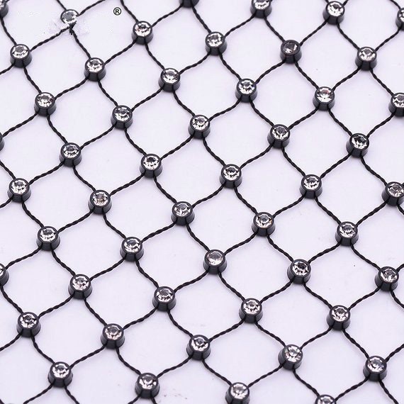 Wholesaleblack& White Rhinestone Fishnet,37 Rows Elastic Beads Lace Fabric,clear  Glass Crystal Lace Trim,sparkle Hollow Out Diamond Fabric 