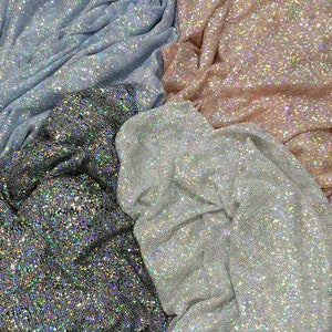 1Yard Super Shiny Iridescent Silver Pailletten Stof, Mini Pailletten Stof, Zachte Holle Pailletten, Kimono Jurk, Holografische Pailletten Mesh Stof