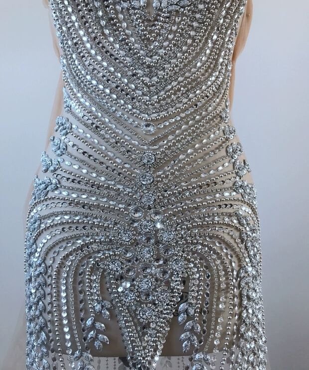 1set of 2 Pieces Silver Beaded Lace Lace Etsy