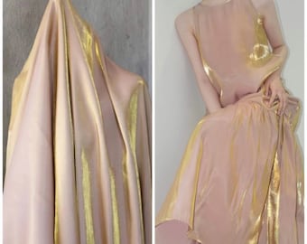 1 Yard Iridescent Beige Gold Cotton Silk Fabric,Soft and Smooth Well Drap Fabric,Fashion Dress T-Shirt Fabric,Designer Fabric 60 Inches Wide