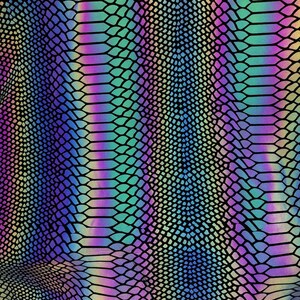 1 Yard 4Way Stretch Reflective Fabric,Snake Iridescent Rainbow Fabric,Soft Nylon Knit Fabric,Designer Fabric,Holographic Spandex Fabric