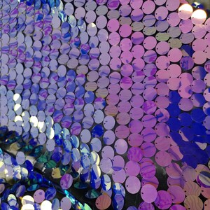 1 Yard Iridescent Purple&blue Sequin Fabric,18mm Sequins on Mesh ...