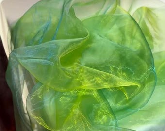 1Yard Iridescent Yellow Green Holographic Gauze Fabric,Two Tone Sheer Organza Fabric,Orange Magic Organza Fabric,Party Decor,DIY Supplies