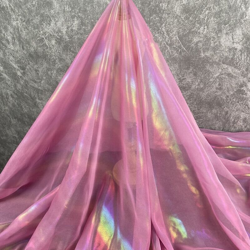 1yard Rainbow Chiffon Fabric,magic Organza Fabric.holographic Guaze,soft  Summer Dress Fabric,girl Dress,party Decor,diy Supplies,mesh Fabric 