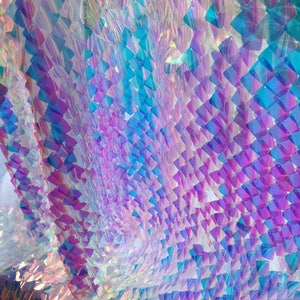 1 Yard Square,Stereovision Iridescent Sequin Fabric,Iridescent Sequin Unicorn,Concave-Convex Sequin,Sparkle Paillette Fabric