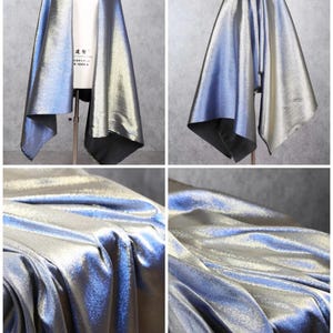 1 Yard Blue Silver 2Tone Jacquard Fabric,Holographic Prom Party Dress Fabric,Designer Fabric,Holloween Christmas Dress,Stage Costume Fabric 4#Royal Blue Gold