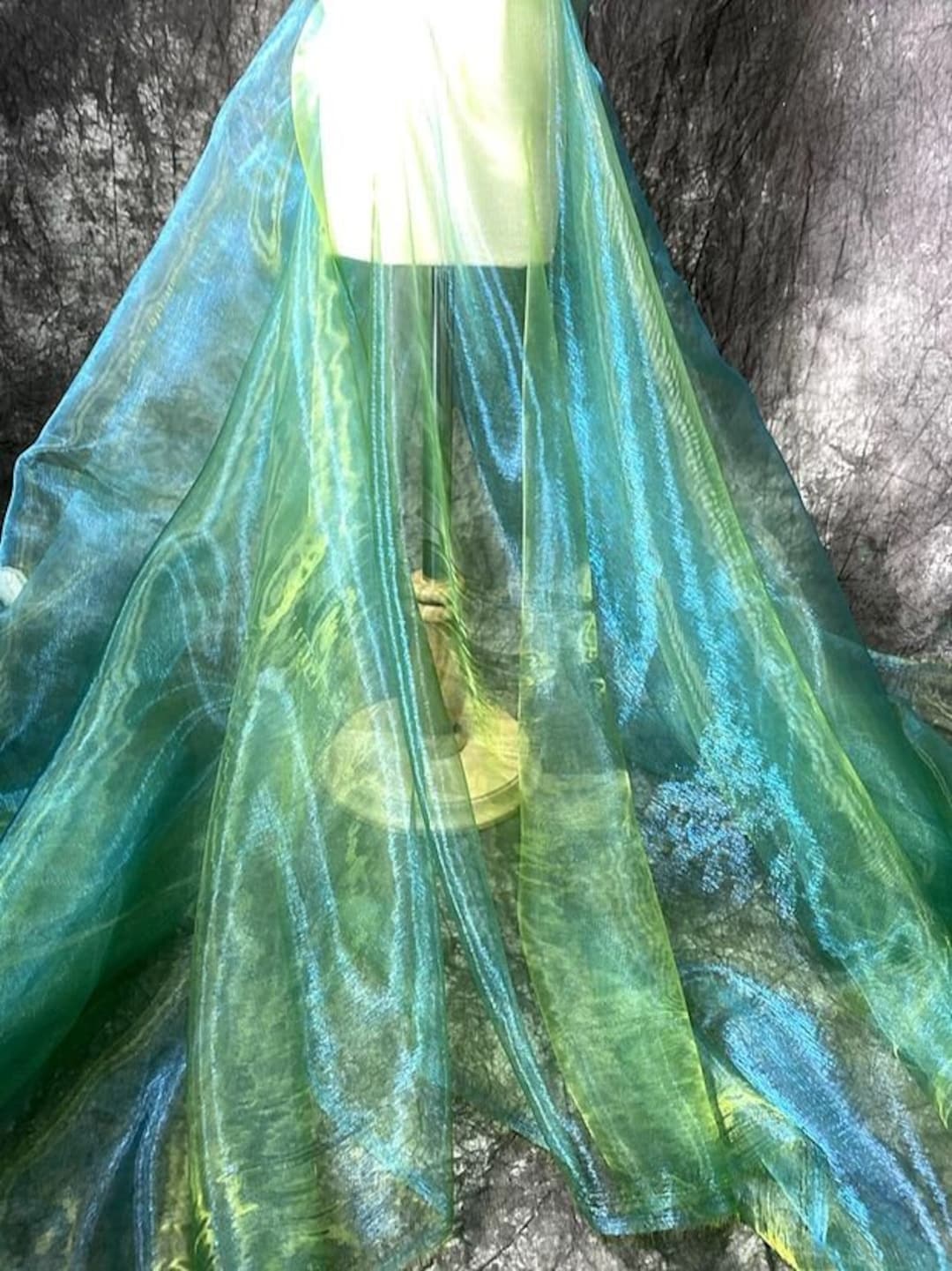 1 Yard Iridescent Royal Blue Holographic Gauze Fabric,magic Organza Fabric.wedding  Dress,background Fabric,party Decor,wholesale Fabric 