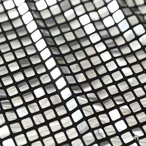 Square Silver Mirror Sequin Fabric,7MM Sequins Were Stick on Slight 2Way Stretch Knit Fabric,Prom Party Dress,Sparkle Fashion Dress Fabric