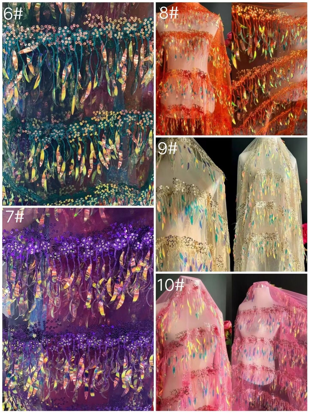 Fringe Sequin Fabric,3d Holographic Tassel Sequin Fabric,cosplay Disco