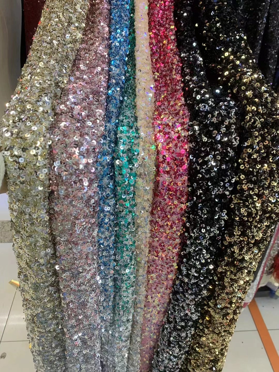 Sequin Gradient 4way Stretch Ombre Gradient Sequin Fabric,embroidery Rainbow Sequin ...