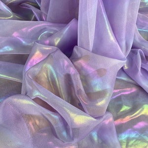 1yard Rainbow Chiffon Fabric,magic Organza Fabric.holographic Guaze ...