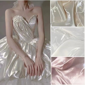 1 Yard Super Shiny Fabric,Water Shine Smooth Well Drap Fabric,Shiny Dress Fabric,T-Shirt Fabric,Prom Dress Pants,Wedding Dress Fabric
