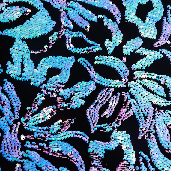 Laser Hologram Blue to Pink Reversible Sequin Fabric