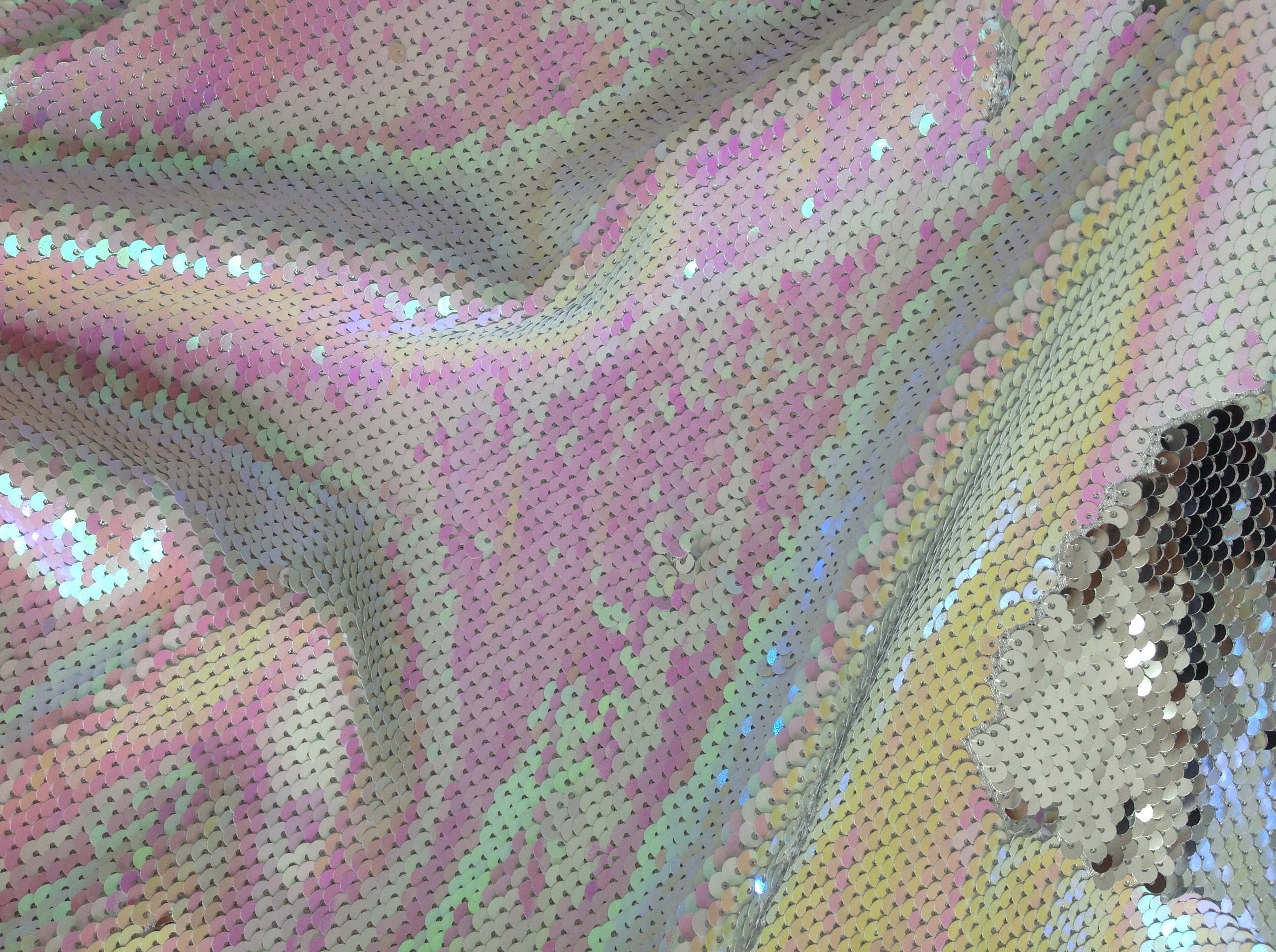 1 Yard Mermaid Sequin Fabriciridescent Pink/silver Reversible | Etsy