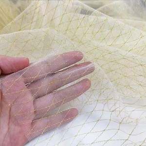 Tela de malla con forma de diamante, geometría suave con hilos dorados y plateados de tul para vestido de novia de niña, forro, cortina, decoración del hogar, suministros de bricolaje