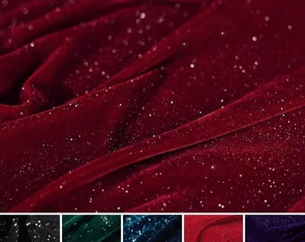Sparkle Glitter Velvet Fabric,Glitter Threads Embroidery in Fabric,Glitter Not Fall off,No Stretch,Prom Party Dance Dress,Cape,Kimono