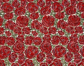 Red Rose Flower Sequin Bead Fabric,Heavy Embroidery Rose Floral  Lace Fabric for Sequin Dress,Prom Party Evening Dance Bridal Dress Gown