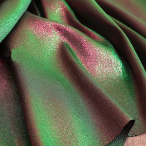 Iridescent Red Green Mermaid Fabric,Ombre Gradient Fabric,Sparkle Stiff Holographic Fabric,Prom Party Dress,Windbreaker Jacquard Fabric