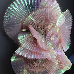 Mermaid Pleated Organza Fabric,Iridescent Organza Fabric,Gown,Craft,Costume Fabric,Stiff shape and Texture Decor,Designer Fabric