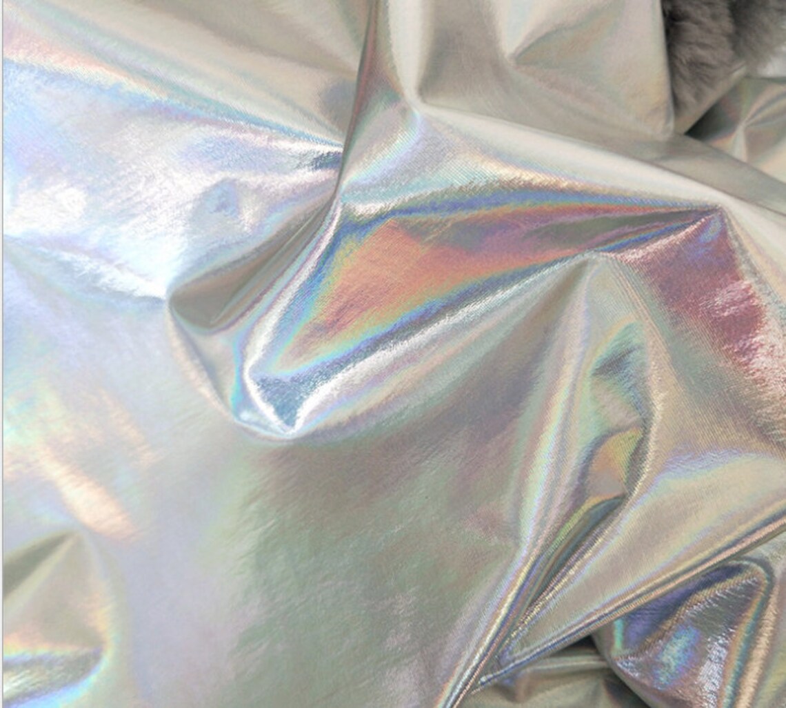 1 Yard Iridescent Silver Mermaid FabricHolographic Dragon | Etsy