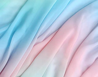 Wholesale Rainbow Chiffon Fabric,Colorful Chiffon Fabric.Soft Smooth Well Drop,Dress Fabric,Party Decor,DIY Supplies,Colorful Girl Dress