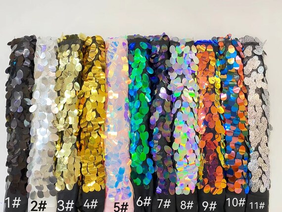 Iridescent Gold Sequin Fabric, Big Tear Drop Sequins Were Embroideried in Mesh Fabric,Party Dress,Sequin Backdrop,Sequin Festival Dress,