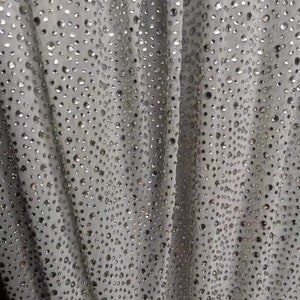 4Way Stretch Heavy Crystal Rhinestone Fabric,Crystal Silver Rhinestone Stick on Soft Tulle,Sparkle Bead Lace,Party Dress,Prom Party Dress image 5