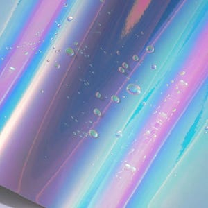 Iridescent Blue Mirror PU Fabric,Crystal Holographic PU,Sparkle Shiny PU Textured Fabric,Faux Artificial leather,Cosplay Stage Costume