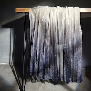Soft Smooth Ombre Mesh Fabric,Bright Champange Blue Gradient Lace Fabric,Pleated Dress Fabric,Prom Dress Lace,Iridescent Unique Tulle