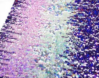 Rainbow Holographic Purple Mermaid Sequin Fabric,Colorful Sequin Fabric,Houte Couture Lace Fabric,Prom Party Dancing Latin Dress