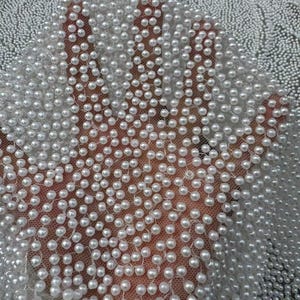 Off-White Pearls Bead Lace Fabric,Full Bead Wedding Bridal Dress,Heavy Luxury Embroidery Pearls Lace,Women Prom Party Evening Dress Gown