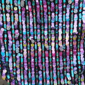 New!1 Yard Multi color Holographic Sequin Fabric,Stripe Sequin Dress Fabric,Wedding Bridal Dress Fabric,Mix Colors Sequins on Mesh Fabric,