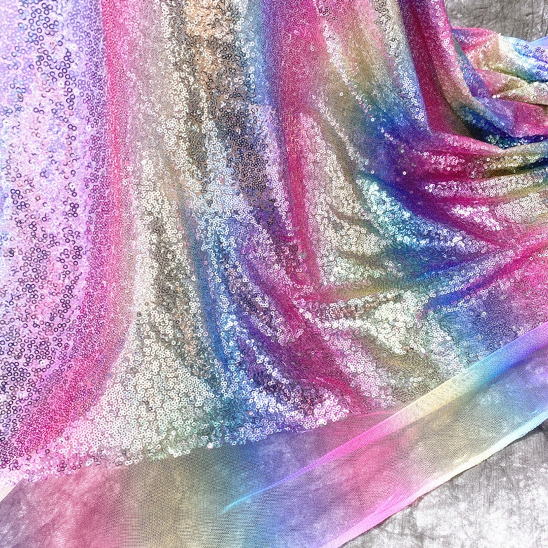 1yard Rainbow Sequin Fabric,colorful Sequins Dress Costumes,sequin