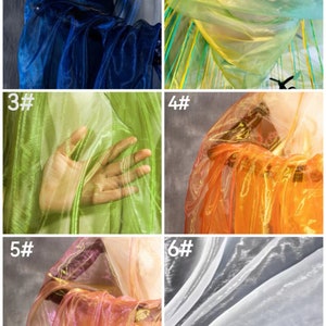 1 Yard Skimrande Holografiskt Gasvävtyg, Tvåfärgat Transparent Organzatyg, Orange Magiskt Organzatyg, Festdekorationer, DIY-tillbehör, Balklänning